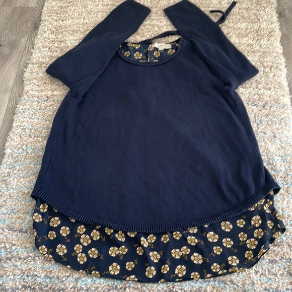 - Ann Taylor loft sweater tie back navy size large - Picture 2 of 11